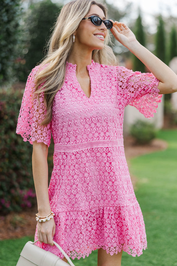Timeless Appeal Pink Crochet Dress, X-Large - The Mint Julep Boutique