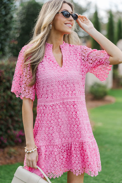 Timeless Appeal Pink Crochet Dress – Shop the Mint