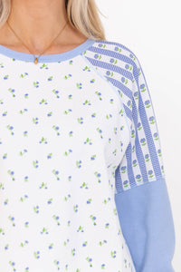 The Gardenview Light Blue Mixed Print Top