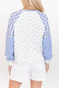 The Gardenview Light Blue Mixed Print Top