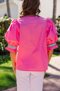 Made With Care Pink Striped Collar Blouse