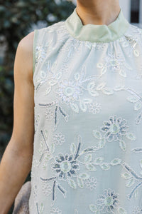 Keeping My Grace Light Green Bubble Hem Embellished Dress