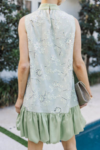 Keeping My Grace Light Green Bubble Hem Embellished Dress