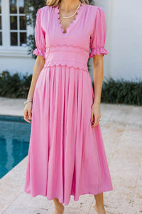 Feeling The Best Pink Scalloped Midi Dress