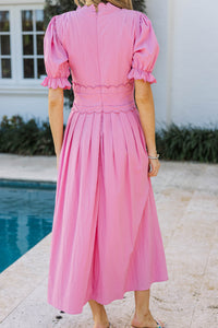 Feeling The Best Pink Scalloped Midi Dress