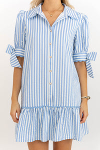 All The Hope Light Blue Striped Dress