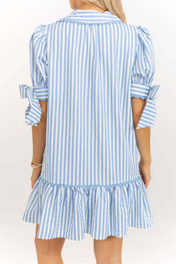 All The Hope Light Blue Striped Dress