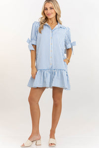 All The Hope Light Blue Striped Dress