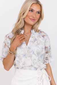 Love Always Blue Floral Blouse