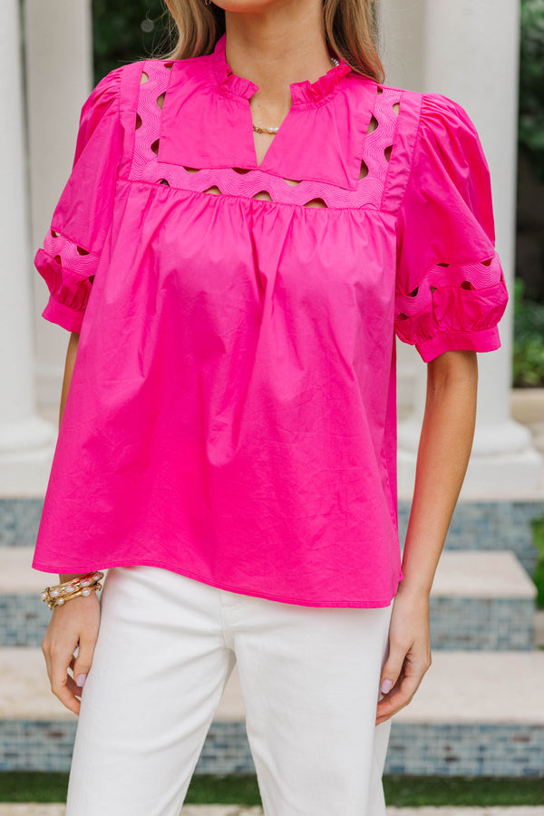 Stars In Our Eyes Fuchsia Pink Blouse