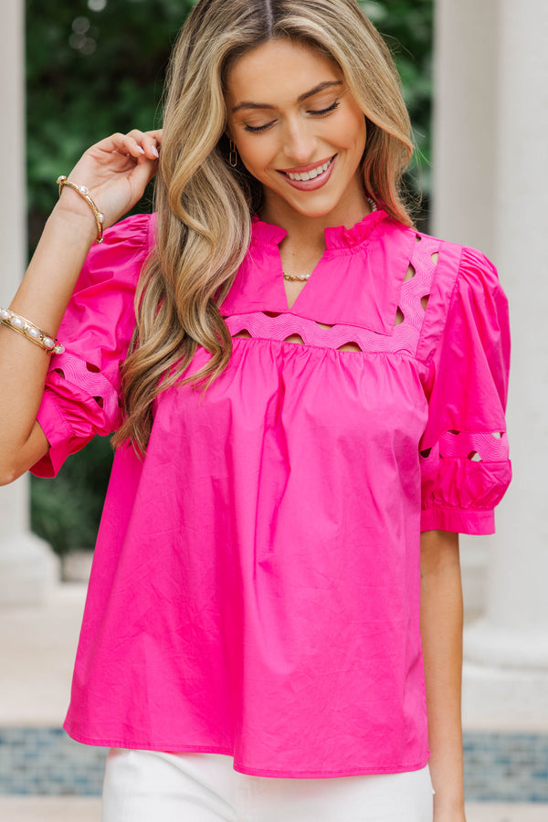 Stars In Our Eyes Fuchsia Pink Blouse
