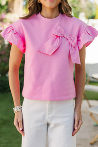 Meant For You Pink Bow Blouse
