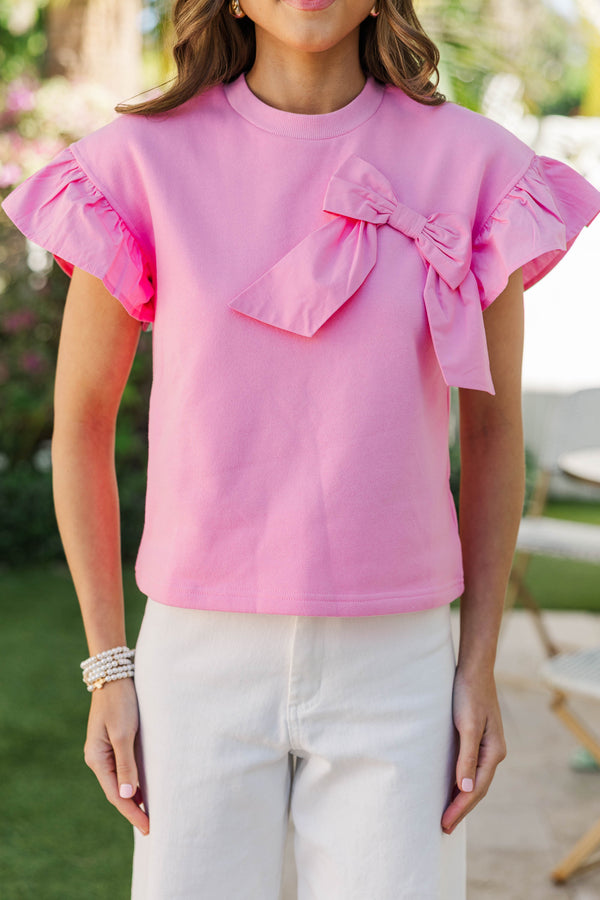 Meant For You Pink Bow Blouse
