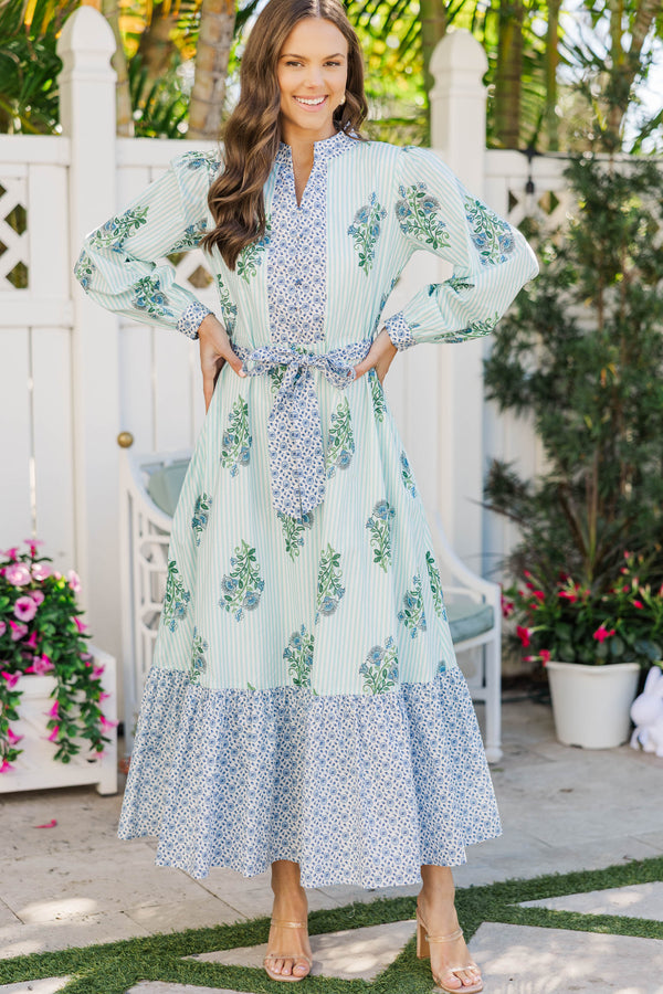 Came To Play Blue Medallion Floral Maxi Dress