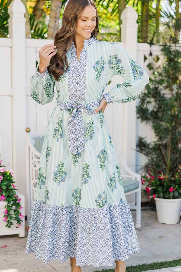 Came To Play Blue Medallion Floral Maxi Dress