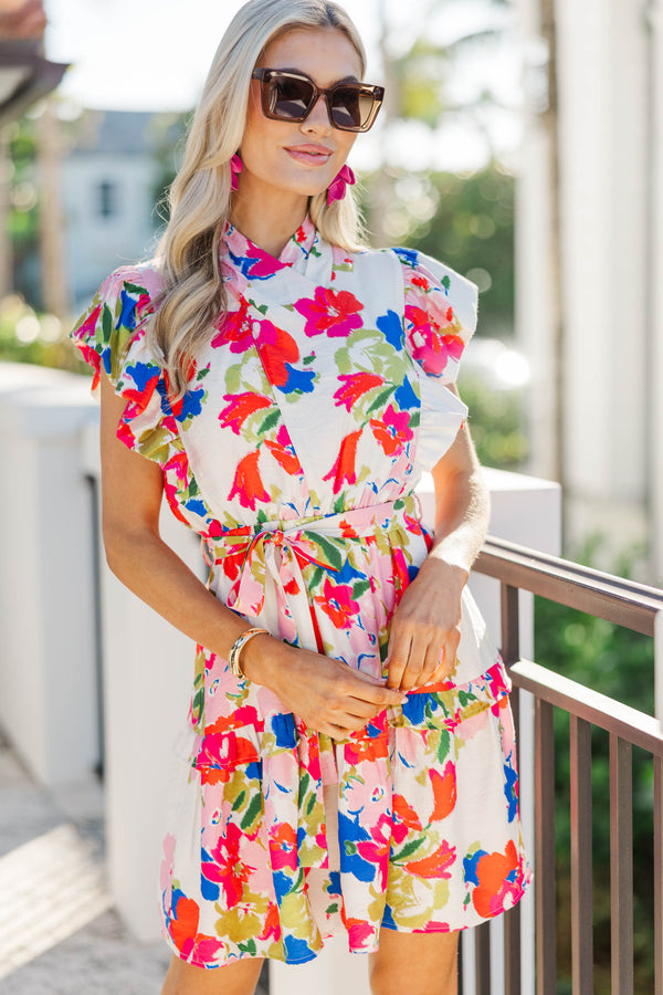 Tasteful Texture Pink Floral Wrap Dress