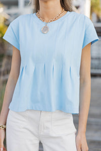 Sweet Daydream Light Blue Pleated Tee