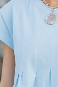 Sweet Daydream Light Blue Pleated Tee