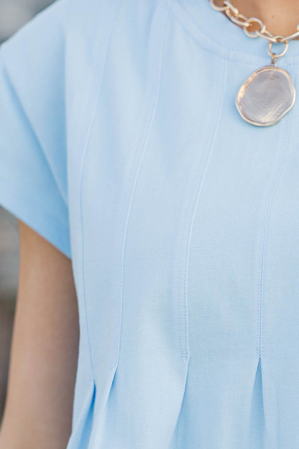 Sweet Daydream Light Blue Pleated Tee