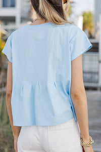 Sweet Daydream Light Blue Pleated Tee