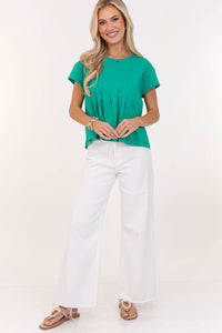 Sweet Daydream Green Pleated Tee