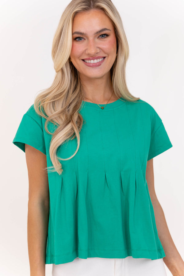 Sweet Daydream Green Pleated Tee