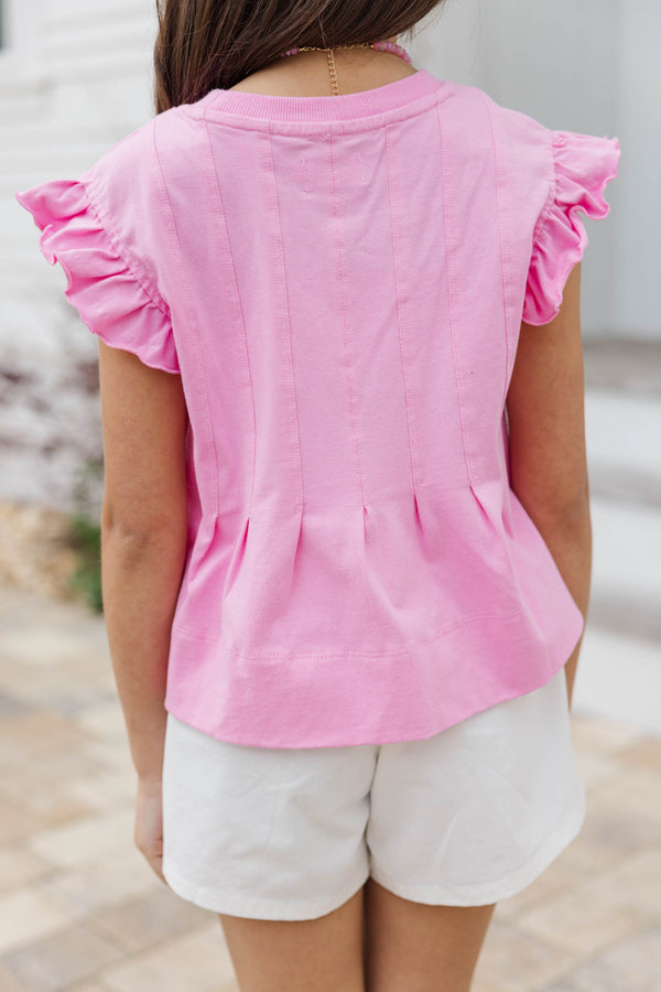 Girls: Sweet Daydream Pink Pleated Tee