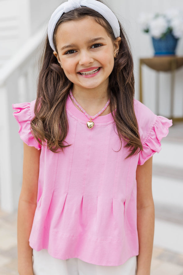 Girls: Sweet Daydream Pink Pleated Tee