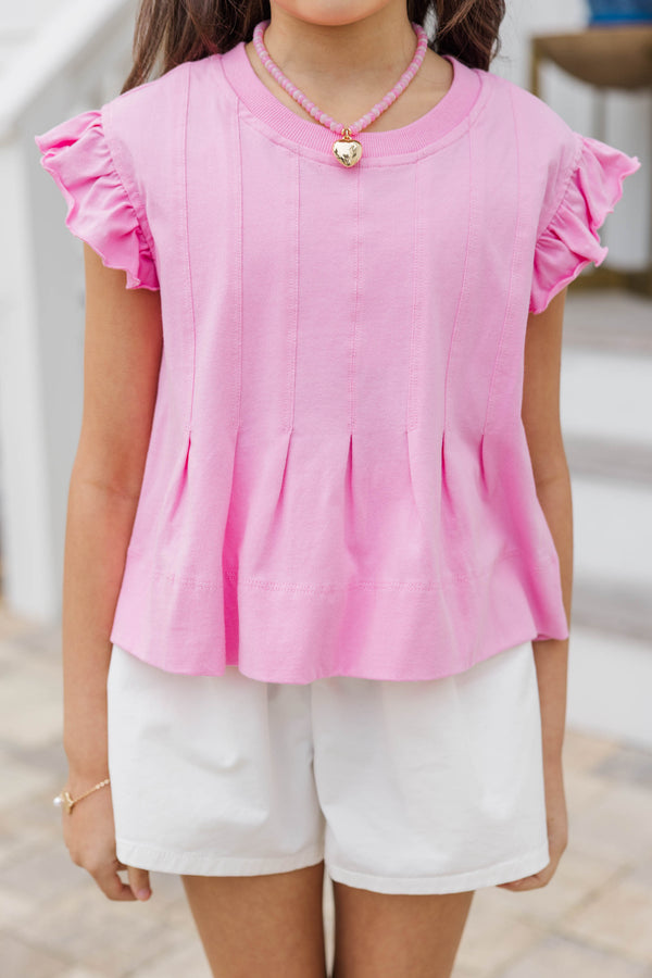 Girls: Sweet Daydream Pink Pleated Tee