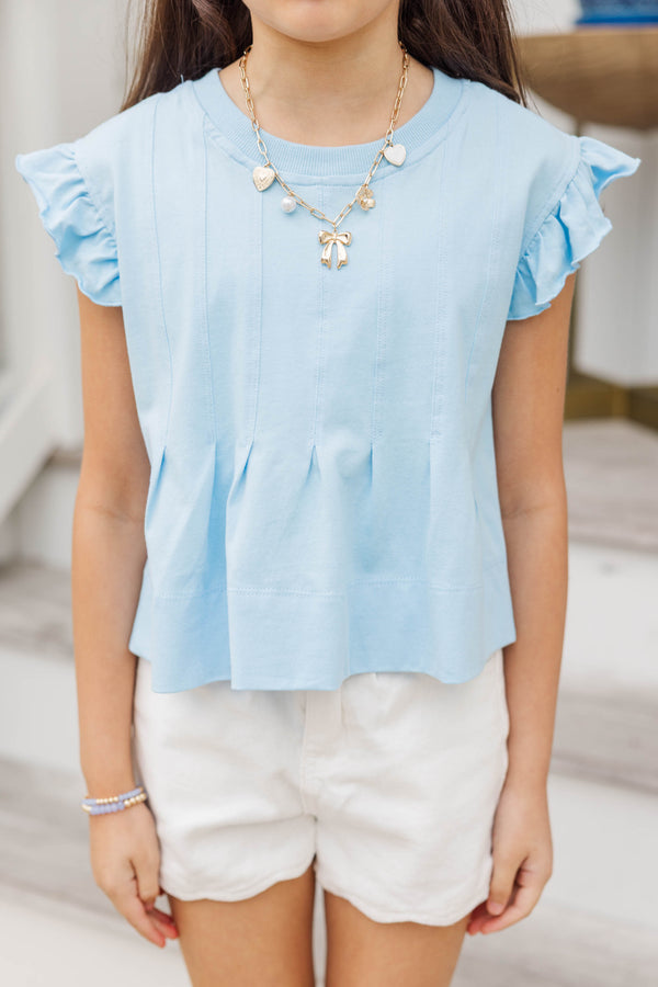 Girls: Sweet Daydream Light Blue Pleated Tee