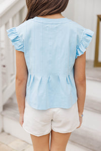 Girls: Sweet Daydream Light Blue Pleated Tee