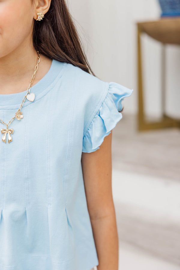 Girls: Sweet Daydream Light Blue Pleated Tee