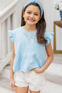 Girls: Sweet Daydream Light Blue Pleated Tee