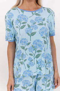 All Snuggled Up Light Blue Floral Bamboo S/S Pajama Set