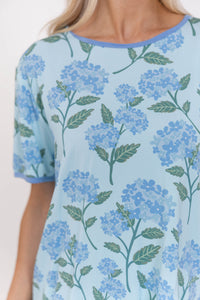 All Snuggled Up Light Blue Floral Bamboo S/S Pajama Set