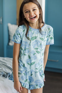 Girls: All Snuggled Up Light Blue Floral Bamboo Lounge Set