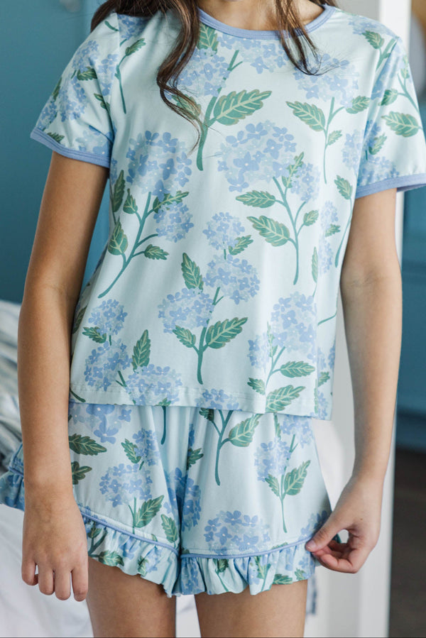 Girls: All Snuggled Up Light Blue Floral Bamboo Lounge Set