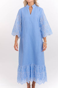 My Kind Of Day Blue Eyelet Midi Dress