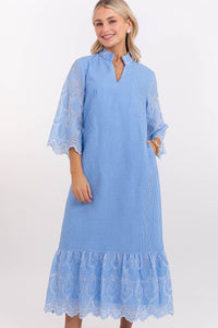 My Kind Of Day Blue Eyelet Midi Dress