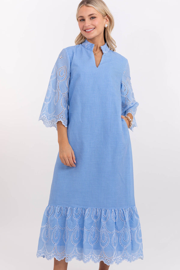 My Kind Of Day Blue Eyelet Midi Dress