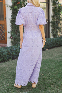 My Lucky Charm Lavender Eyelet Midi Dress
