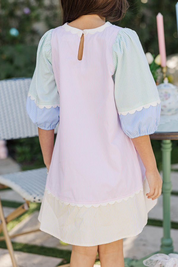 Girls: On Edge Pink Multi Striped Dress