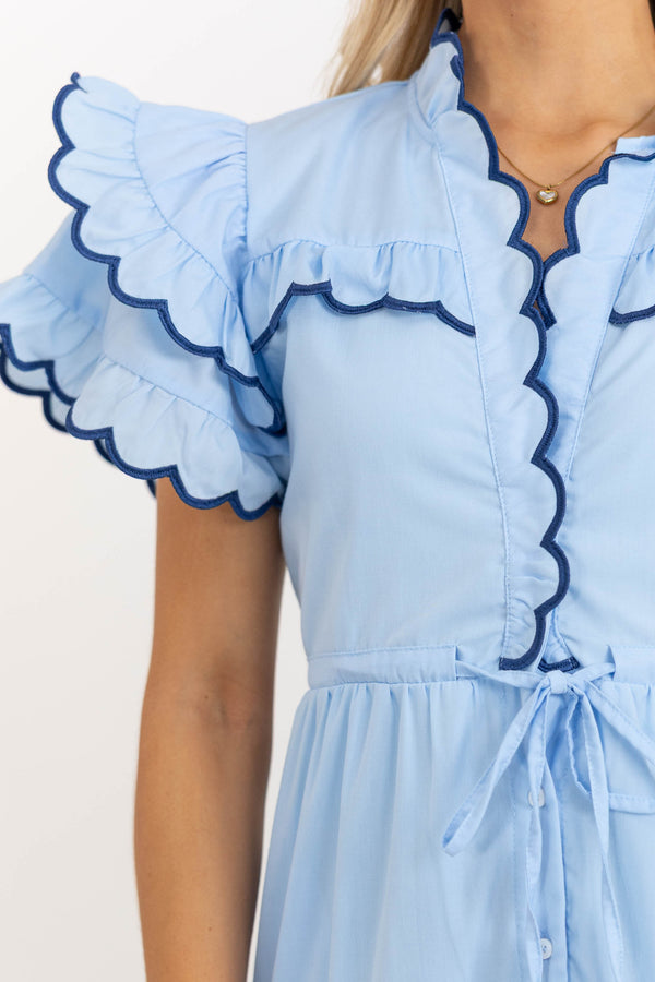 In The Air Light Blue Midi Dress