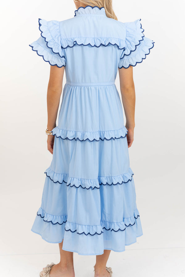 In The Air Light Blue Midi Dress