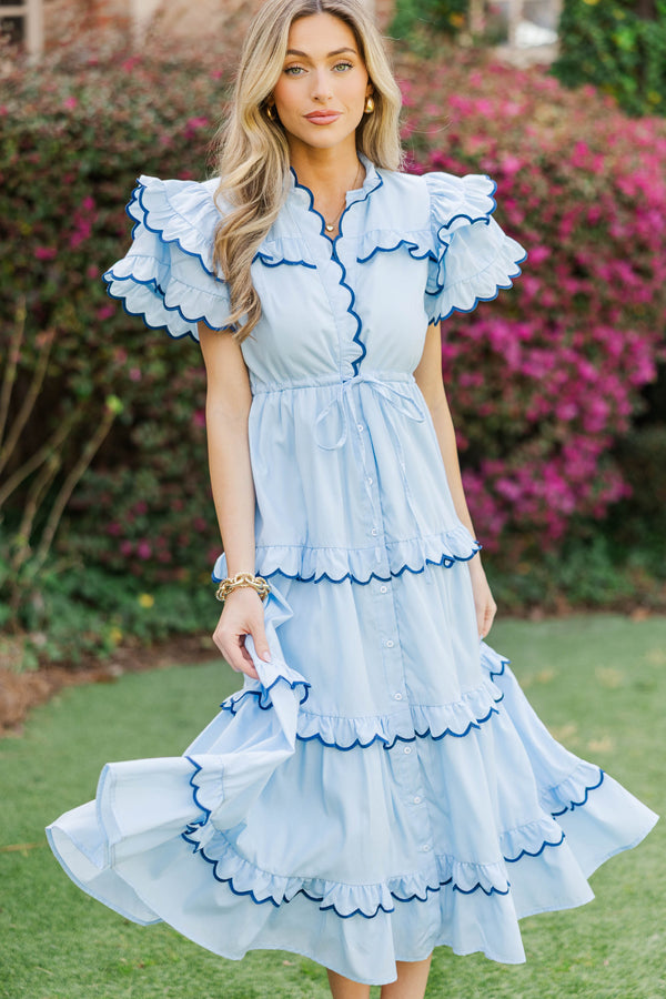 In The Air Light Blue Midi Dress