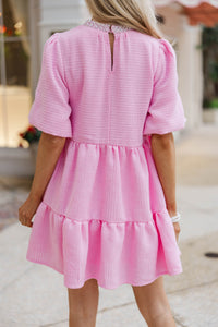 Cherished Moments Pink Tweed Babydoll Dress