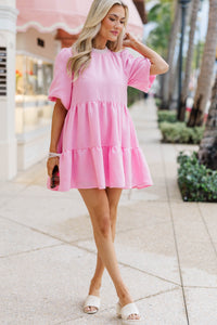 Cherished Moments Pink Tweed Babydoll Dress