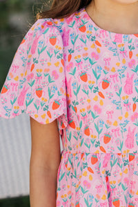 Girls: Time Goes By Blush Novelty Scalloped Dress