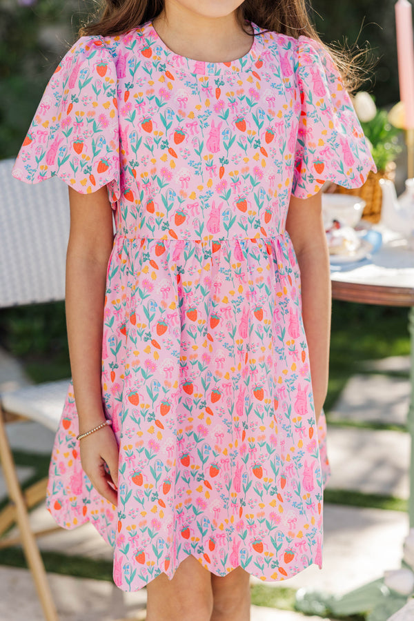 Girls: Time Goes By Blush Novelty Scalloped Dress