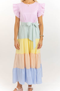 Bright Vibes Pink Striped Midi Dress